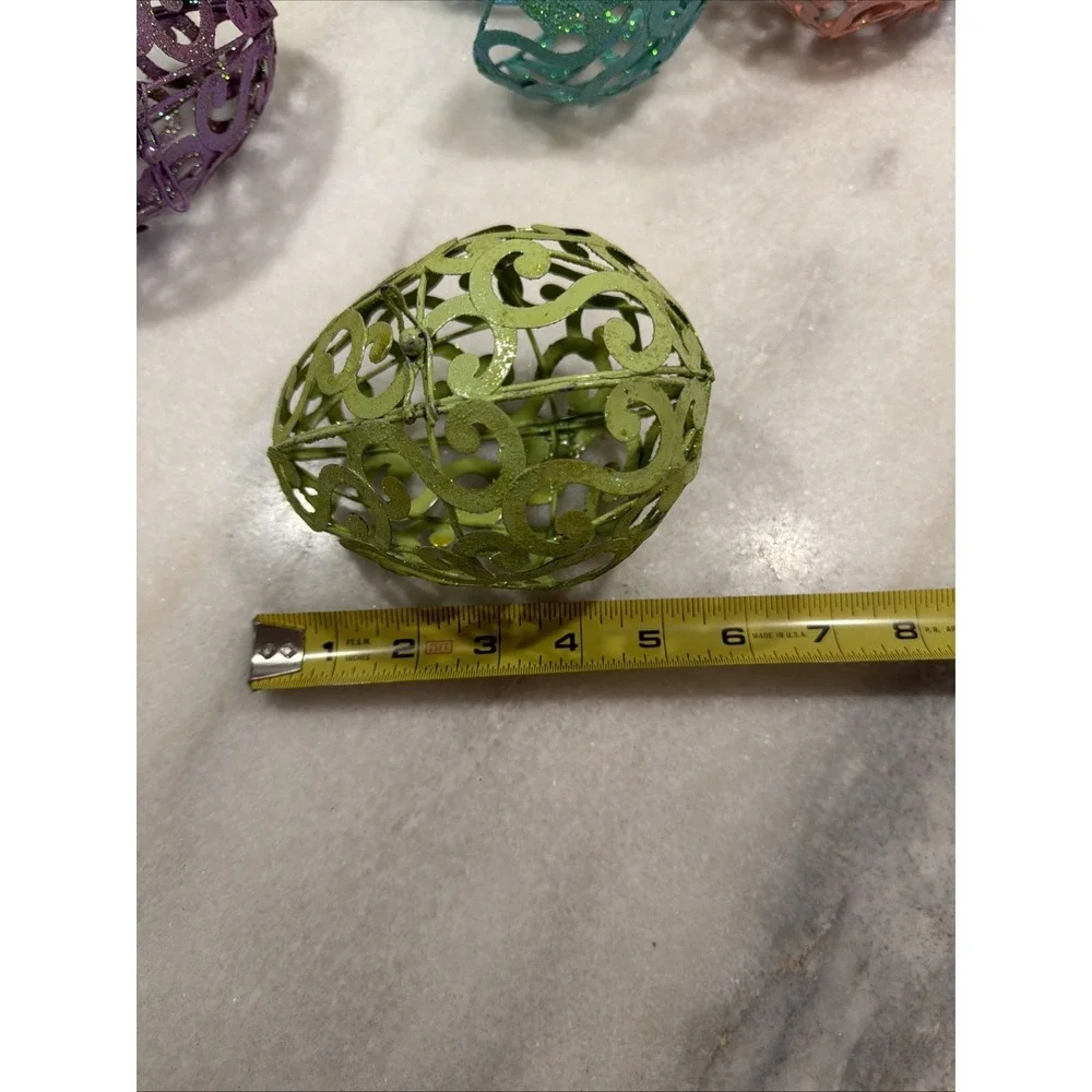 Set Of 6Vintage Pier 1 Metal Scroll Glitter Eggs Easter 003